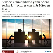 Servicios, inmobiliario y financiero seran los sectores con ms M&A en el 2019